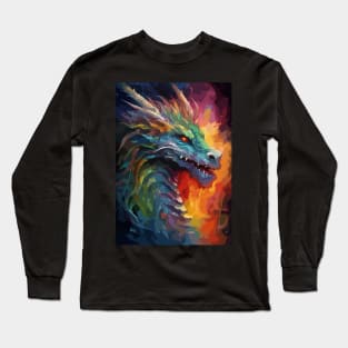 Fantasy Dragon Watercolor Painting Abstract Art Long Sleeve T-Shirt